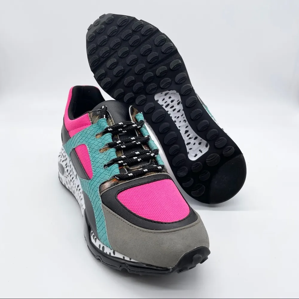 Steve Maddens Cliff Bright Multicolored Pink Blue Gray Sneakers - Image 9