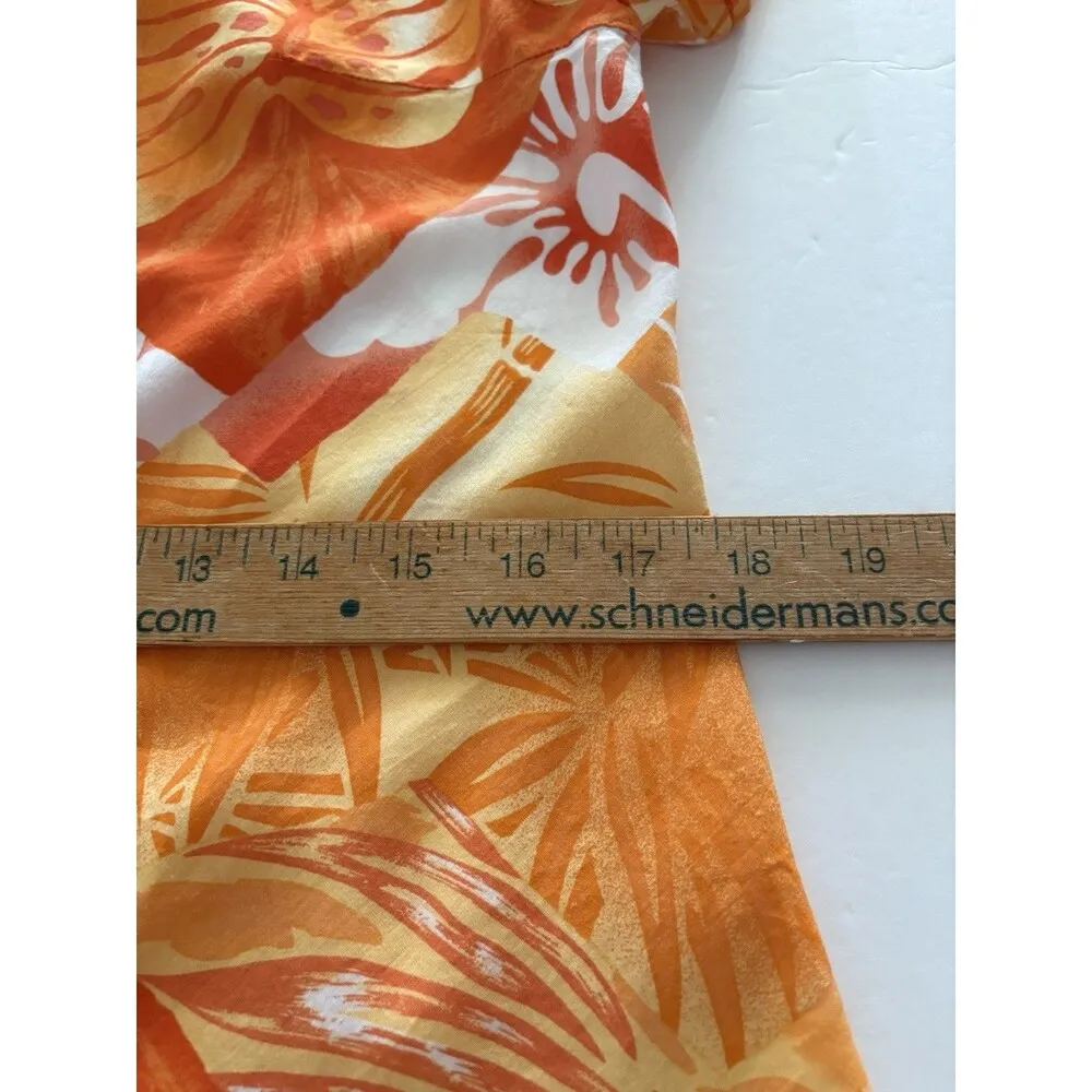Vintage Hilo Hattie Dress Size M Orange Floral Batik Beach Hawaiian * Size M - Image 9