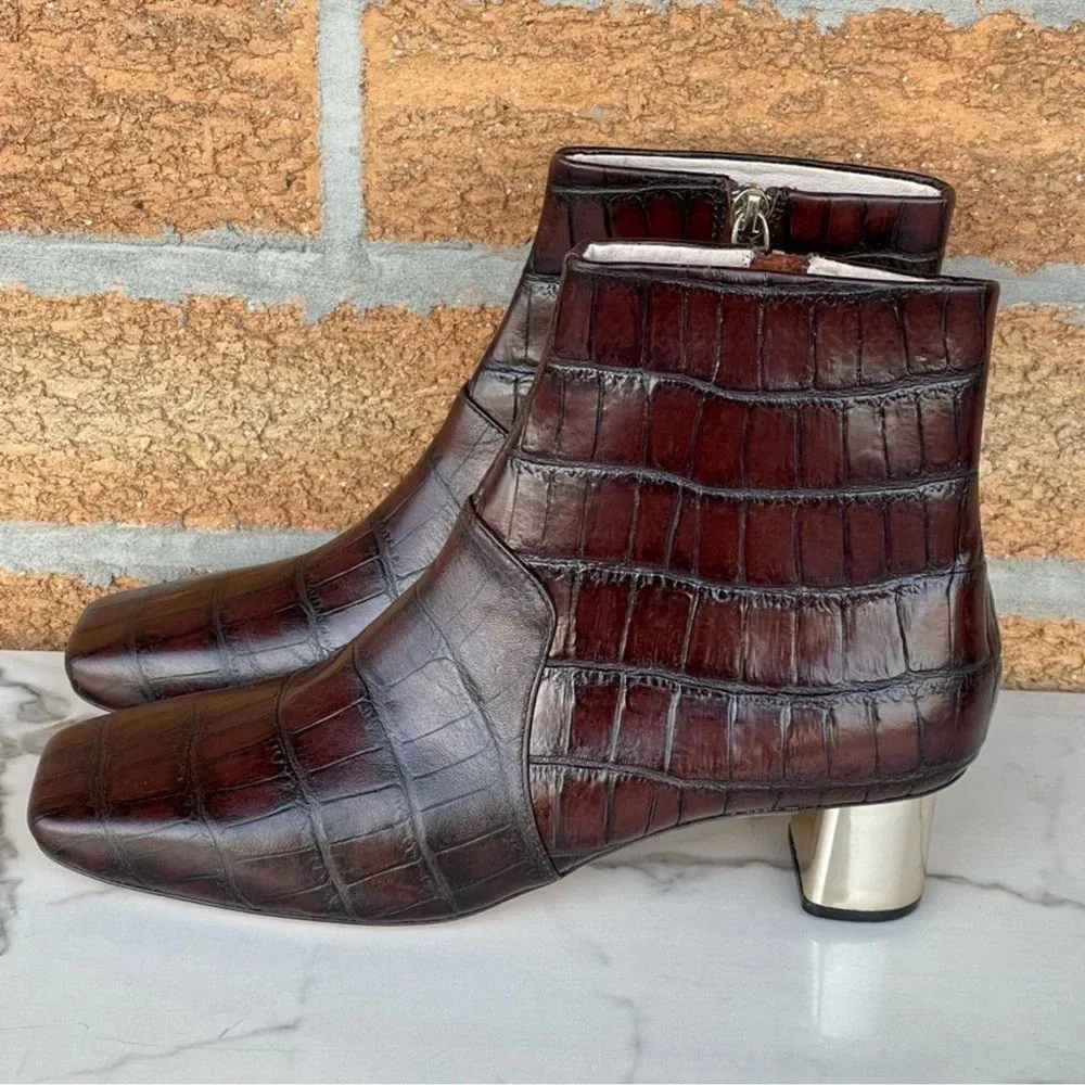 Nanushka Clarence Croc Effect Leather Ankle
Boots size 40/9.5 Brown - Image 3