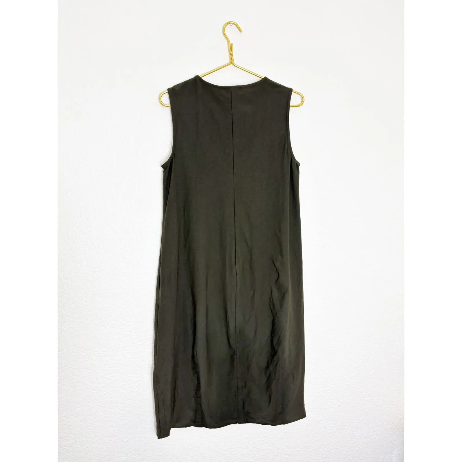 Eileen Fisher Green Oversized Tank Midi Dress Small Lantern Barrel Lagenlook - Image 11