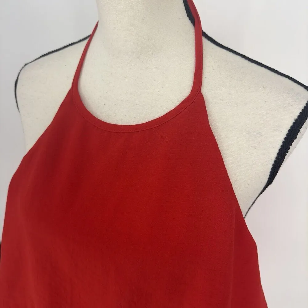 Do+Be‎ Romper Layered Halter Size Medium Red Open Back - Image 3