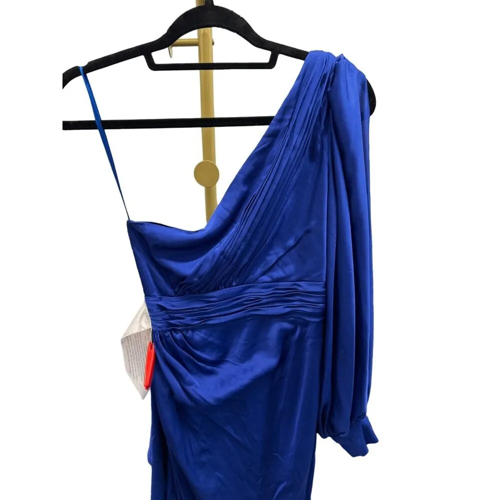 Ieena for MAC DUGGAL One Shoulder Bishop Sleeve Gown Sapphire Womens Size 6 - Image 8