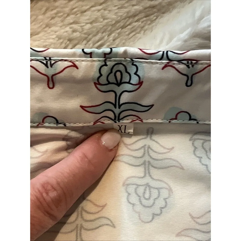 Collared Shirt Dress Short Sleeve Pockets Floral Summer Casual Long XL White - Image 2