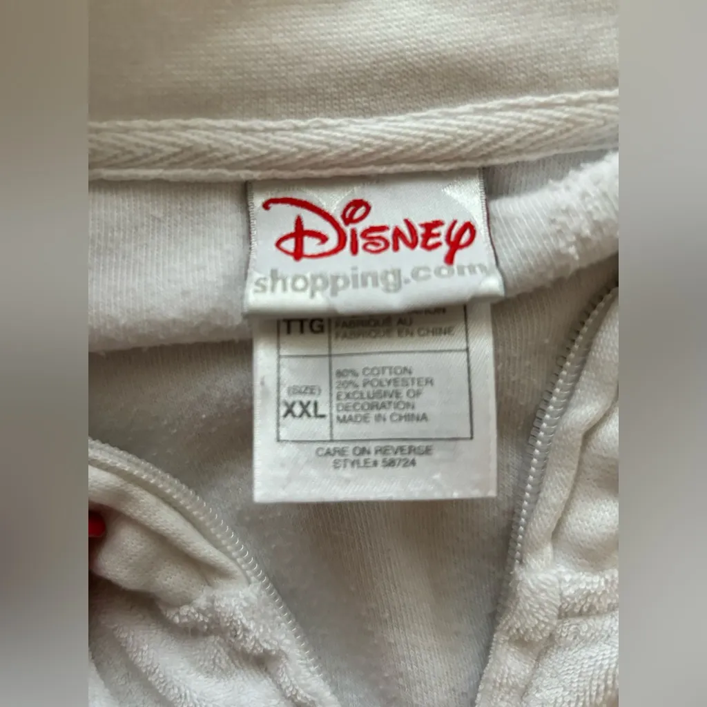 Disney Mickey Mouse White Terry Cloth Zip Up Jacket size Small - Image 8