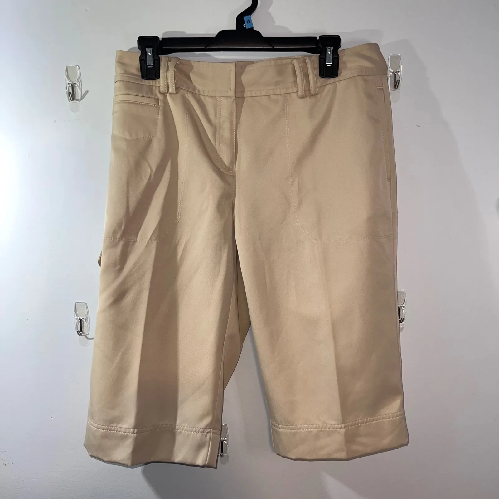 Izod Capri‎ Cropped Cargo Pants Stretch Casual Golf Khaki Beige Womens-8 - Image 2