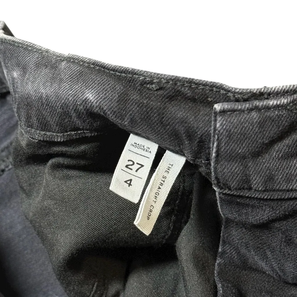 Ann Taylor LOFT High Rise Let Down Hem Straight Cropped Jeans Washed Black Sz 4 - Image 8