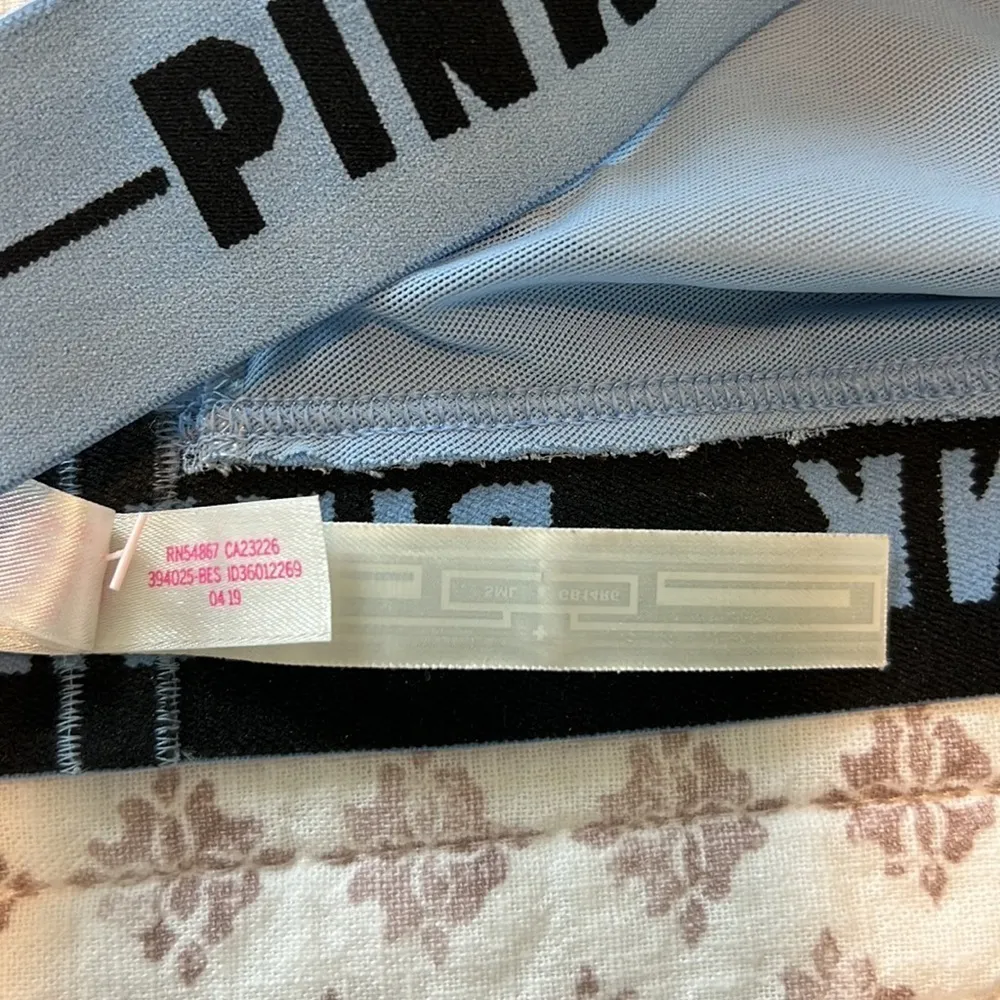 VS Pink Logo Band Padded Lace Racerback Bralette Light Blue Size Small - Image 6