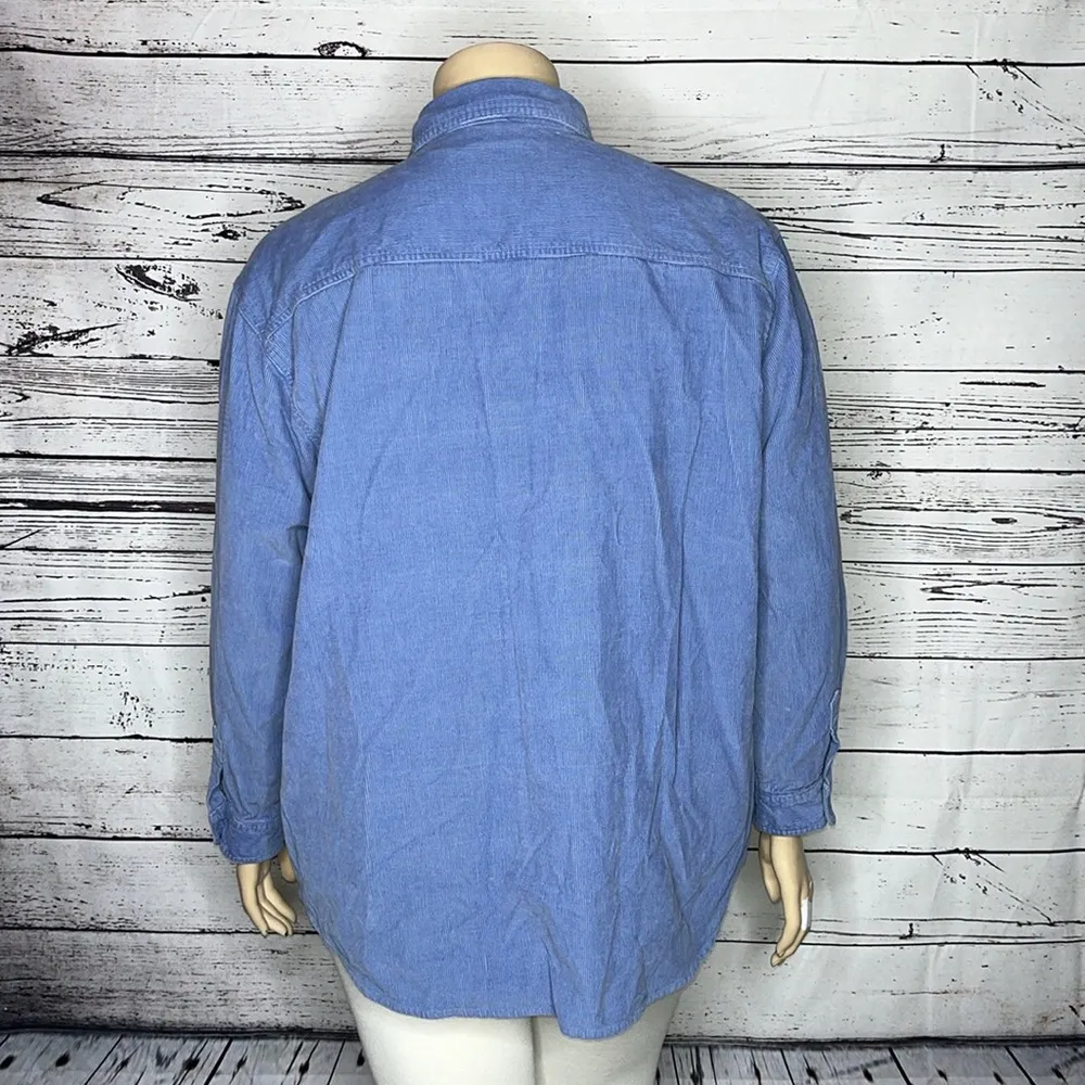 Disney Winnie the Pooh Size XL Blue Corduroy Eeyore Honey Button Down Shirt Top - Image 4