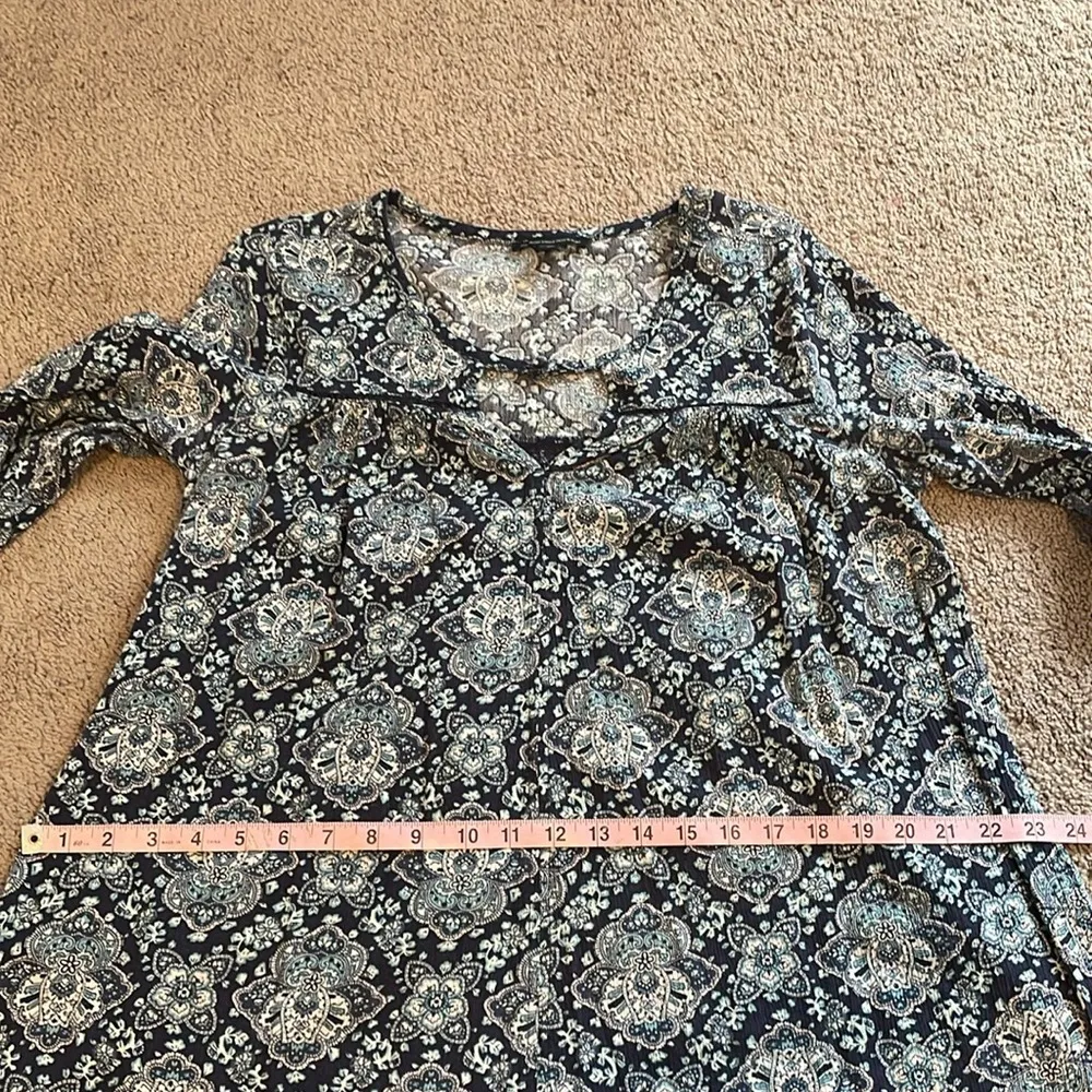 American Eagle Outfitters Blue & White Pattern Long Sleeve Dress | Medium - Image 9