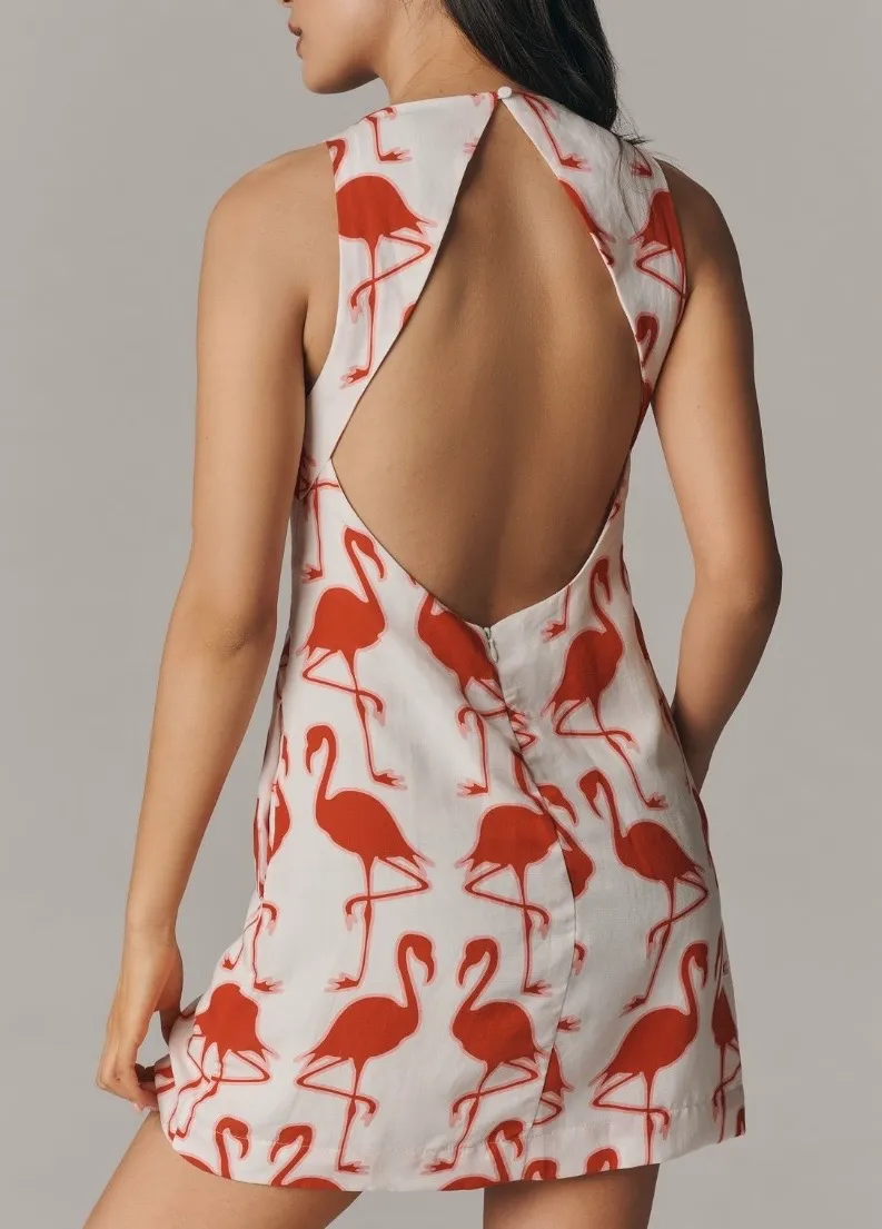 Anthropologie Maeve Sleeveless Linen Blend Shift Mini Dress,Size L - Image 4