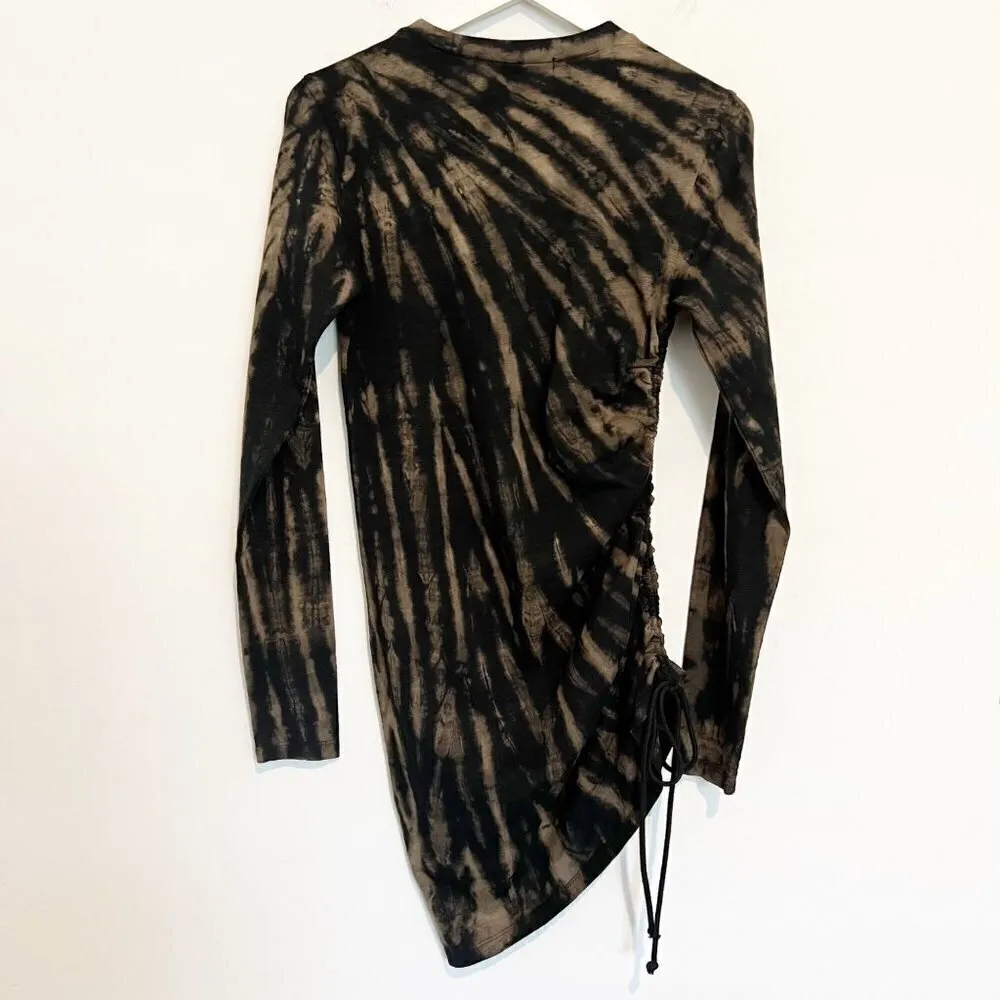 Pam & Gela Ruched Long Sleeve Dress in‎ Black Alternative Goth Edgy Grunge Small - Image 10