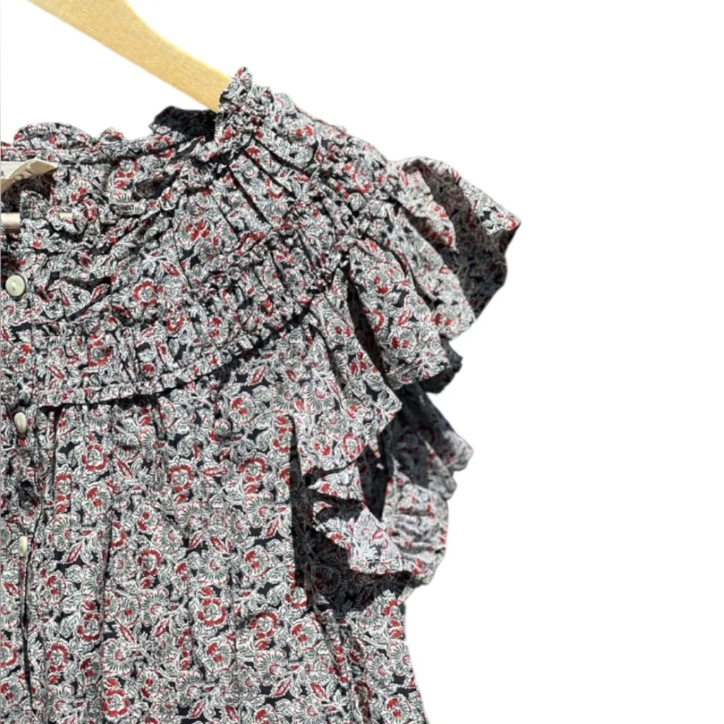 MABE ERMA PRINT FRILL BLOUSE Size L - Image 6