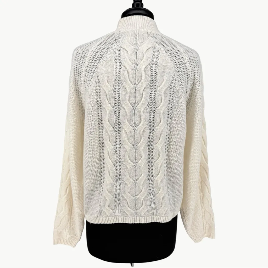 NWT Banana Republic Italian Merino Wool Cable Knit Sweater | Sz Medium | Ivory - Image 10