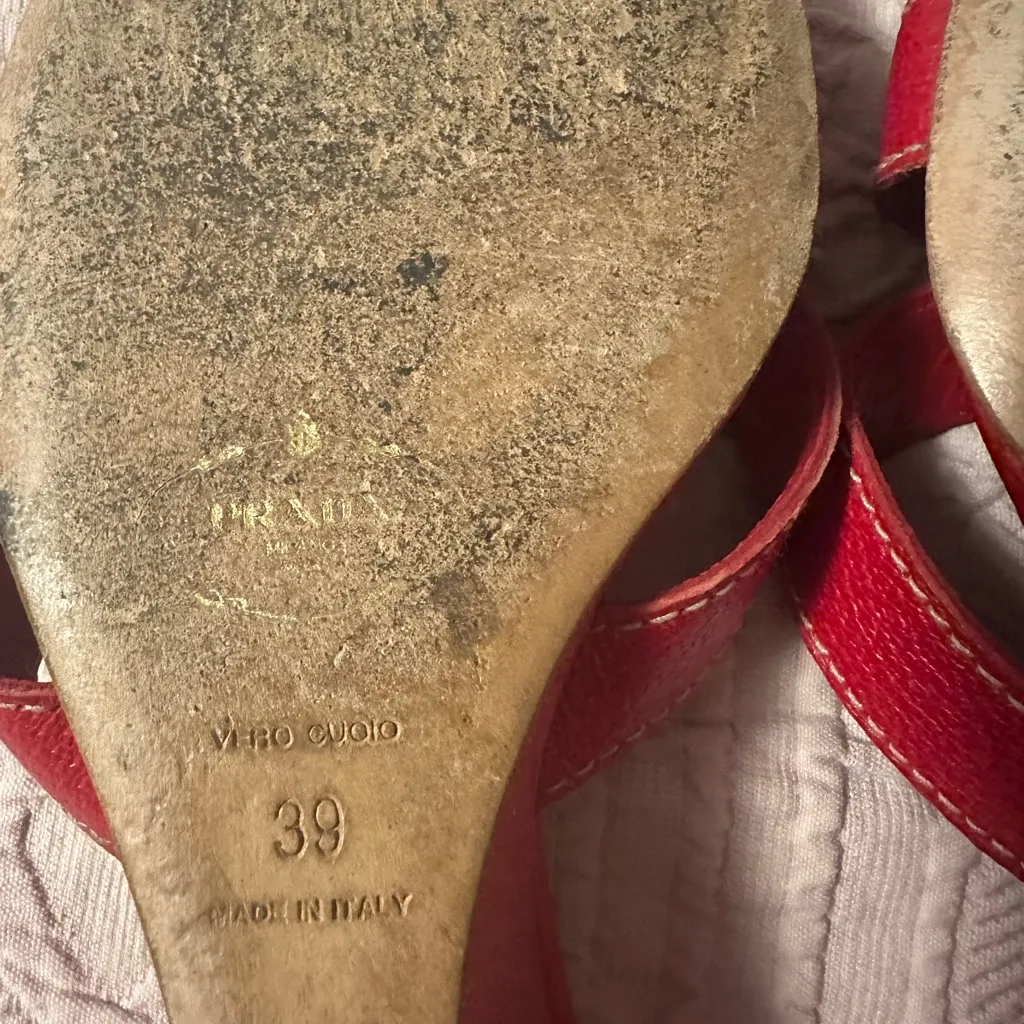 Prada Red Strappy Heels - Image 6