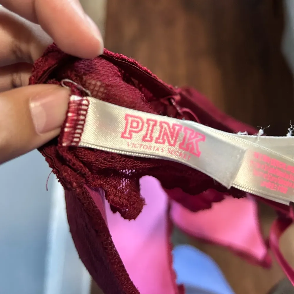 PINK Lace Push-up Bralette | Size: M | Red - Image 3