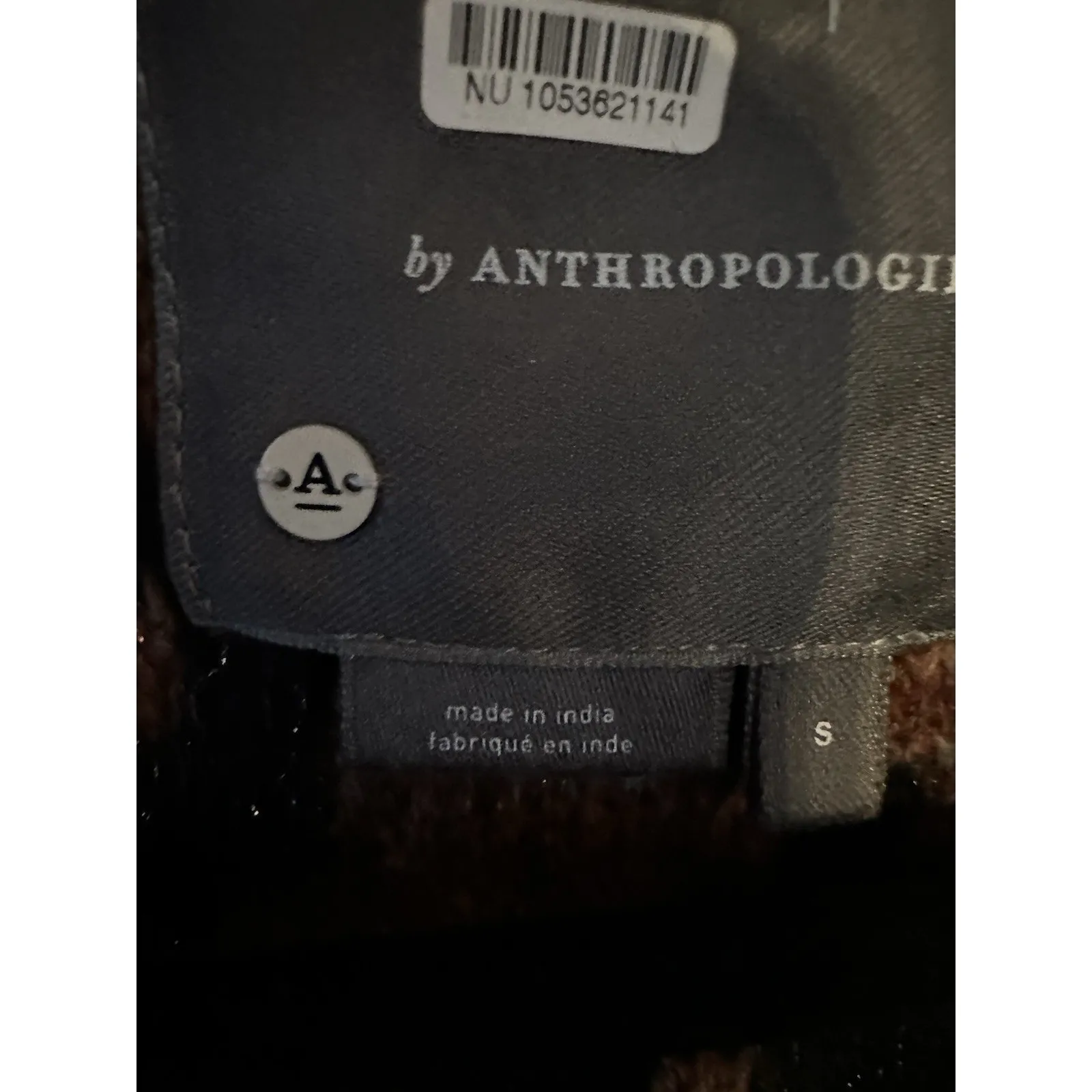 Anthropologie Sweater Coatigan Cardigan Navy Jacquard Small Faux Fur Goth Boho - Image 9