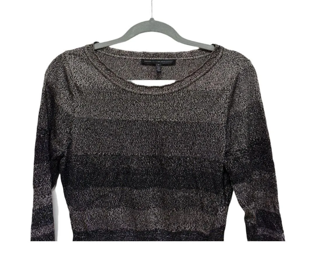 White House Black Market Metallic Striped Long Sleeve Tunic Sweater Size Small - Image 3