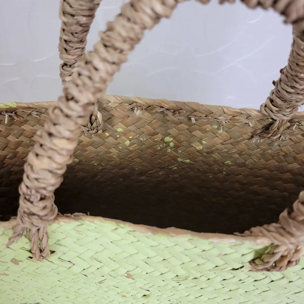 Emanuela Biffoli Womens Handbag Green Sexy on the Beach Painted Woven Straw Tote - Image 7