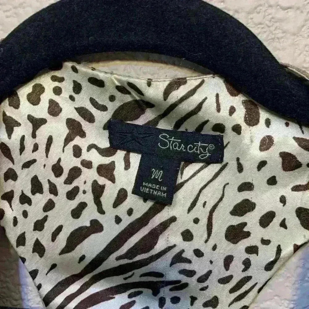 Tan animal print star city vest top sz M 90s y2k vintage fall street wear work - Image 2