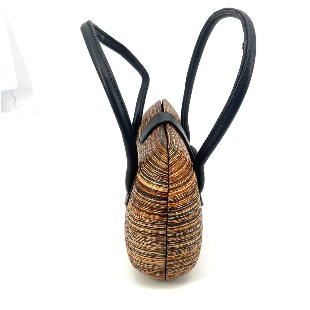 Le Sac Y2K Handmade Woven Hard Shell Purse Boho Coastal Cowgirl Retro Mini Tan - Image 3