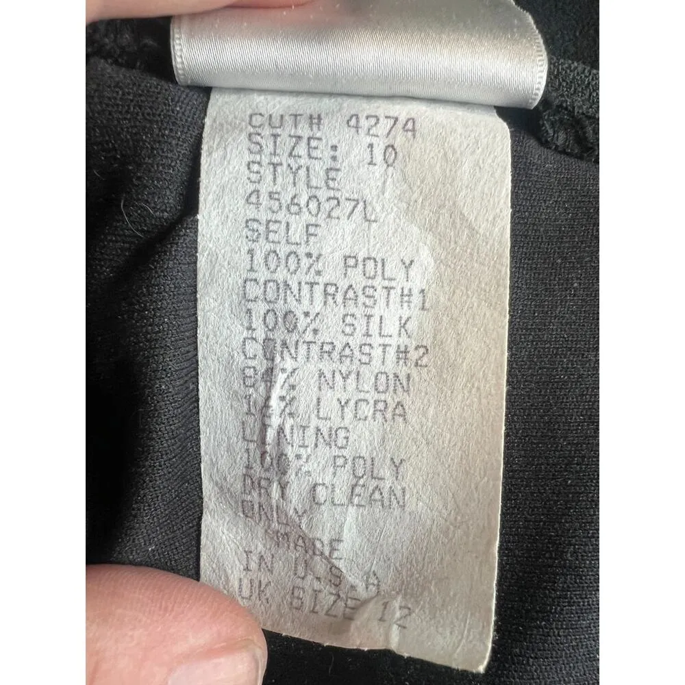 Tadashi | 8 | Satin & Chiffon Long Sleeveless Layered Gown Dress Black Shoji - Image 7