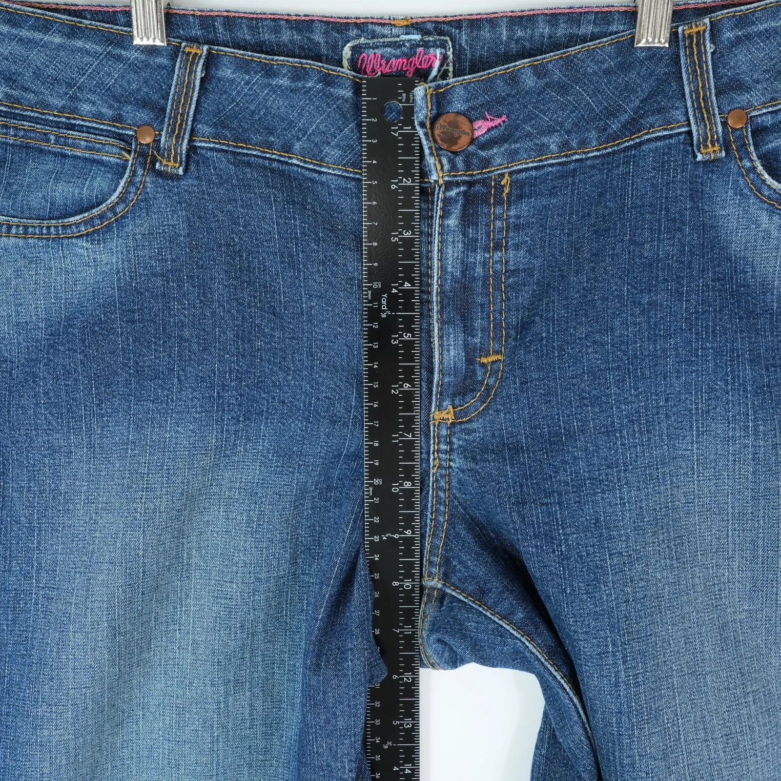 Wrangler Jeans Womens 15/16x34 Blue Premium Patch Sunshine Day Mae Retro 9MWZSD - Image 11