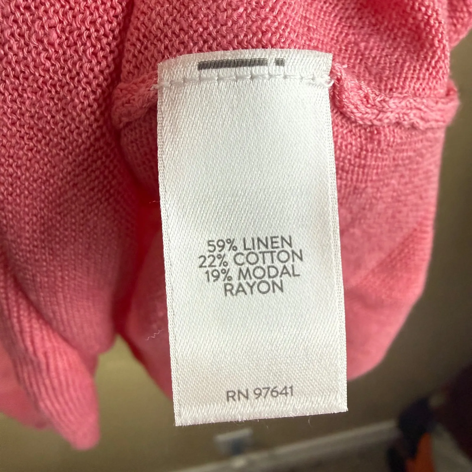 J Jill Womens Pink 3/4 Sleeve Linen Cotton Modal Rayon‎ Blend Knit Sweater Med - Image 5