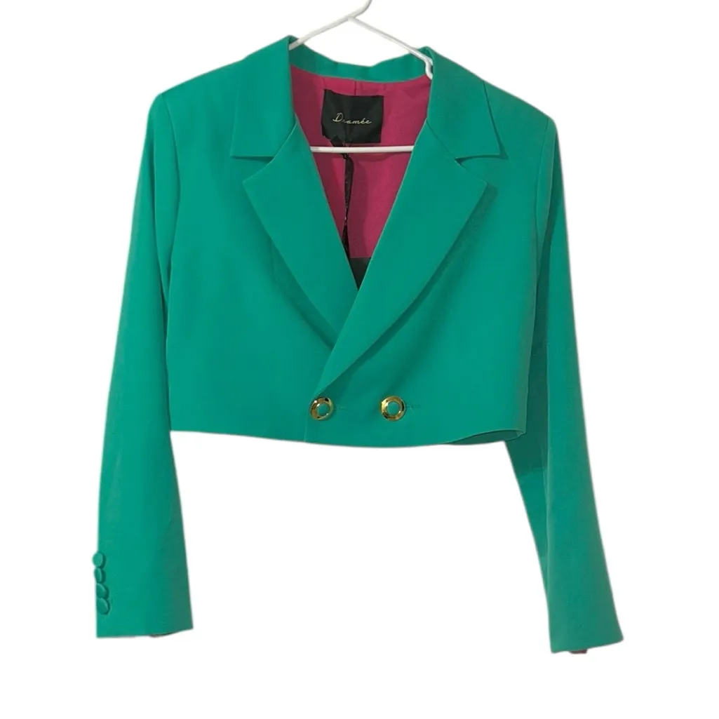 Dramee Green Cropped Blazer(Size 46) - Image 2