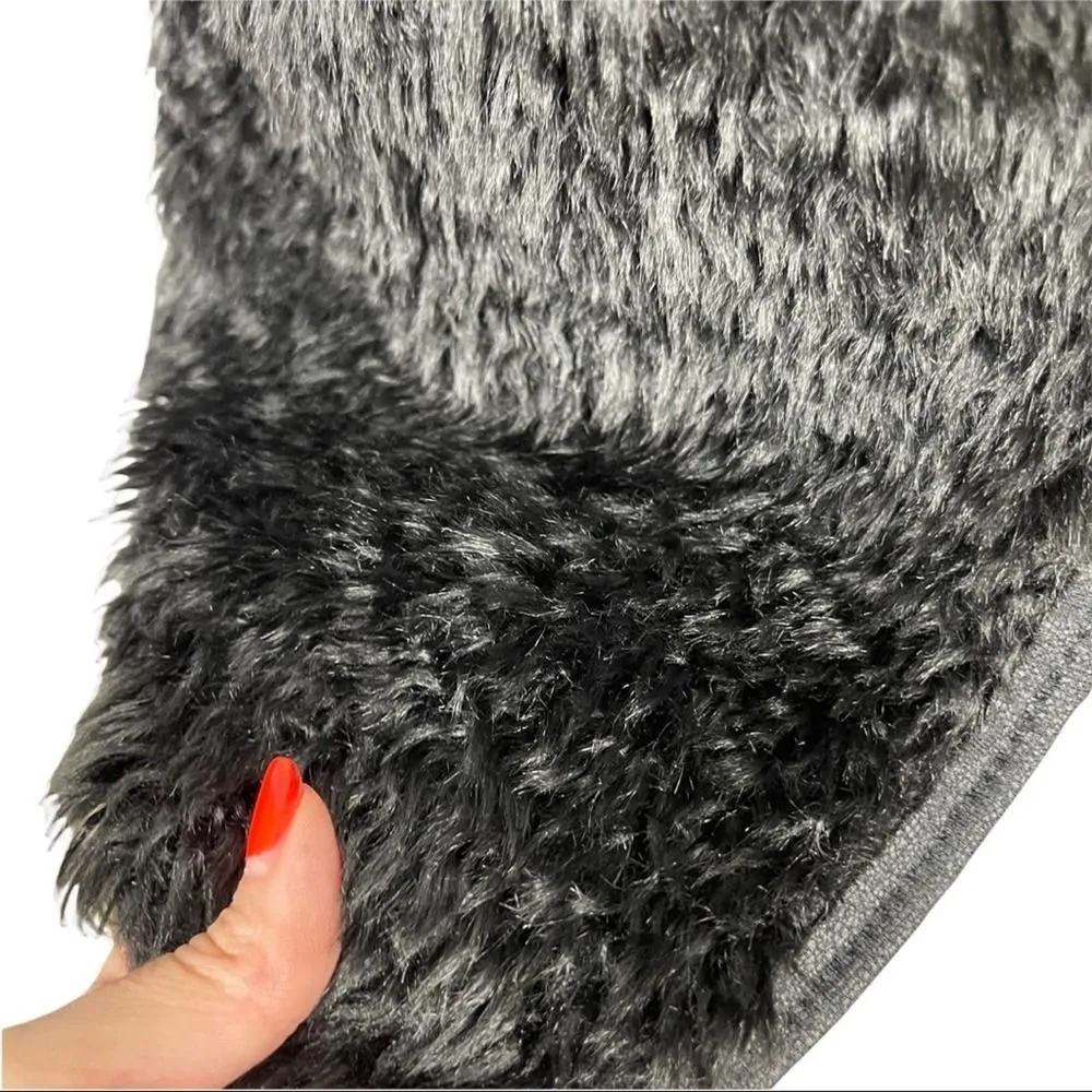 Max Studio Faux Fur Shearling Black Long Vest Duster Jacket Sleeveless Medium - Image 8