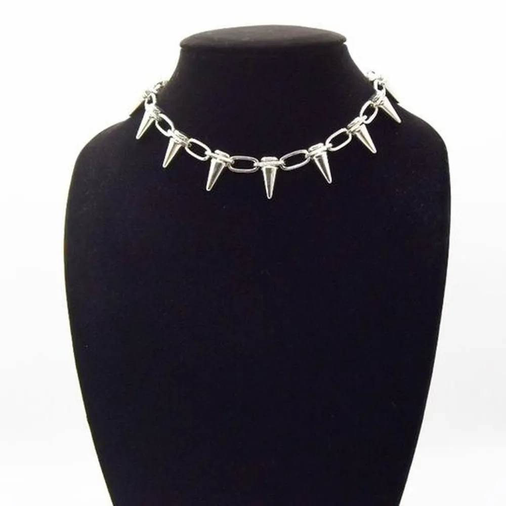 Large Spike Necklace in Silver - Image 4