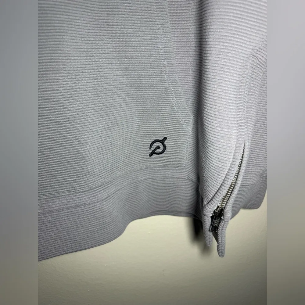 PELOTON Ribbed Side Zipper Pullover Hoodie Ottoman Grey Size Small - Image 2