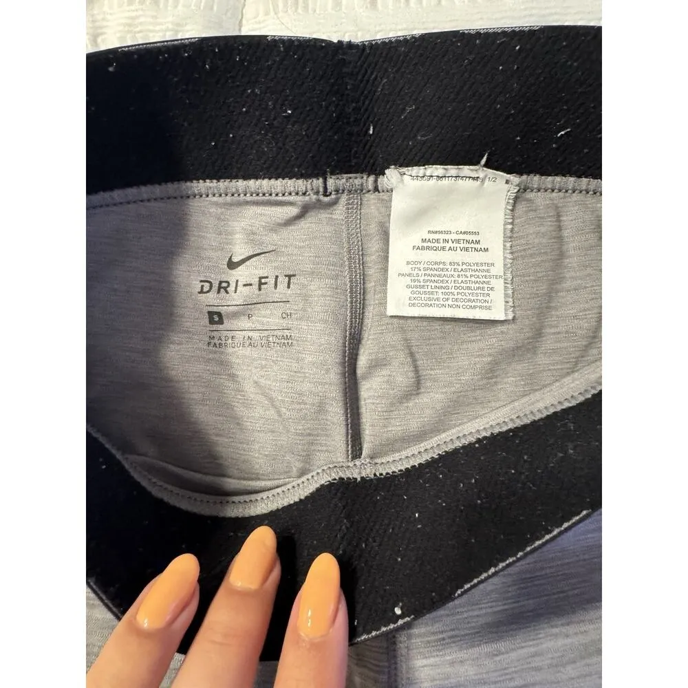 Nike Pro Gray Leggings Black Waist Band Dri-Fit Women's Small - Image 3