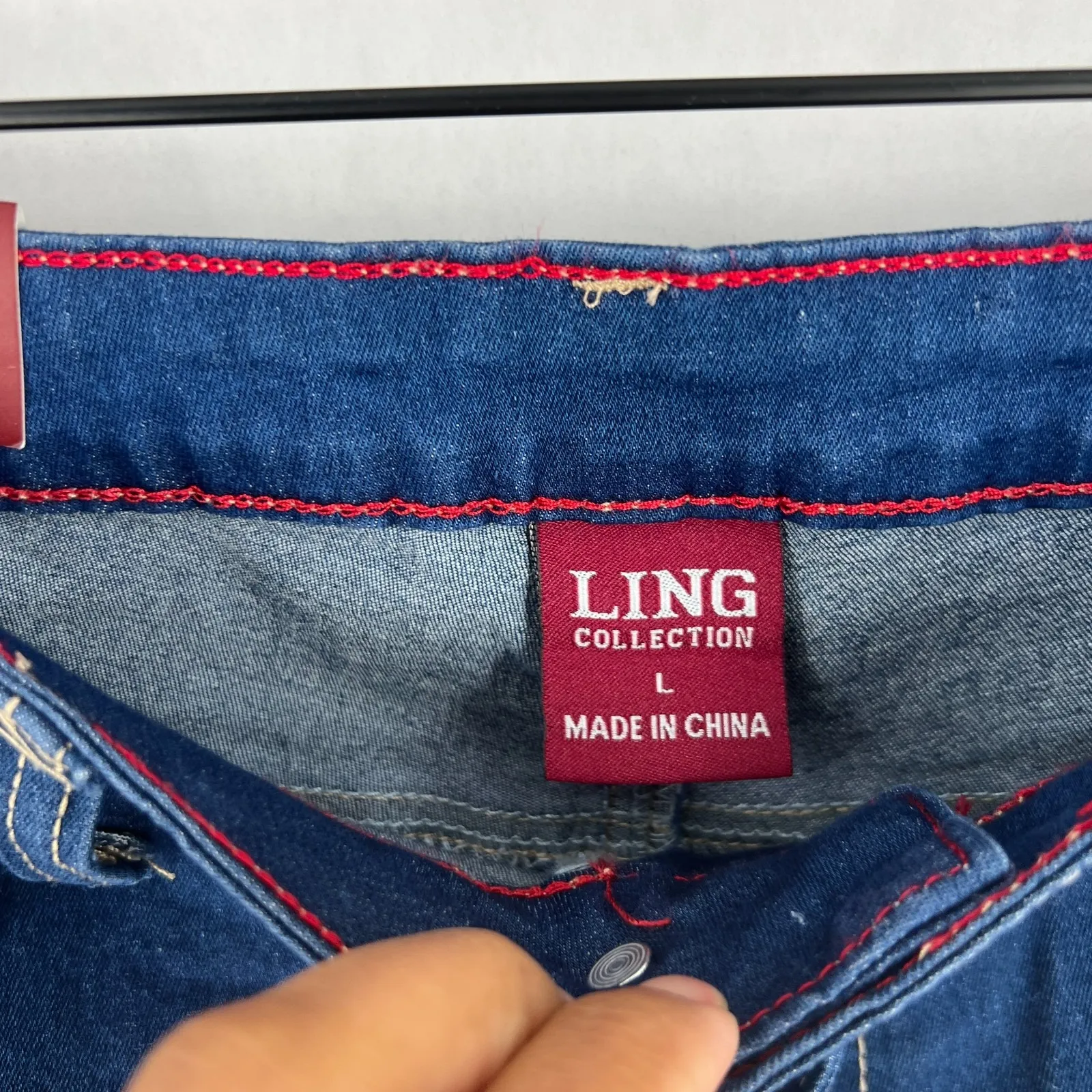 Ling Collection Jeans Women L 27x28.5 Blue Denim Cotton Stretch High Rise Skinny Size L - Image 3