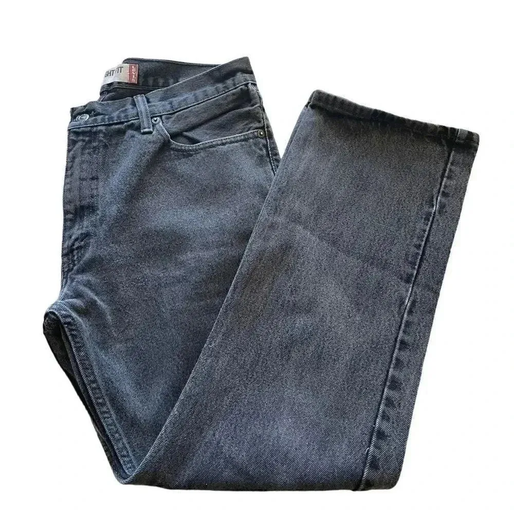 Levi Strauss #505 Black Cotton Straight Fit Men’s Denim Jeans SZ 34 # 1339 - Image 7