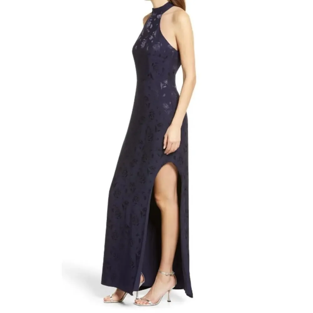 Lulus Red Carpet Ready Halter Column Gown Navy Blue Women's Small NWOT - Image 10