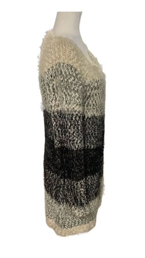 Carapace | Ombre Neutral Long Sleeve Fuzzy Round Collar Cardigan Size Small - Image 3