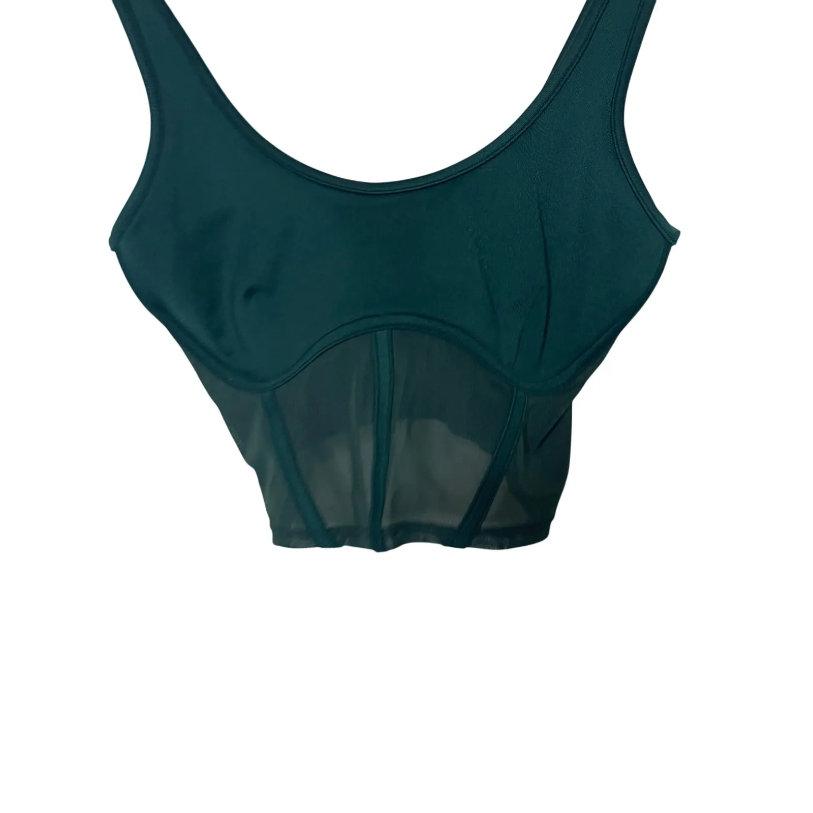 Alo Airbrush Mesh Corset Tank in midnight green sz S - Image 4