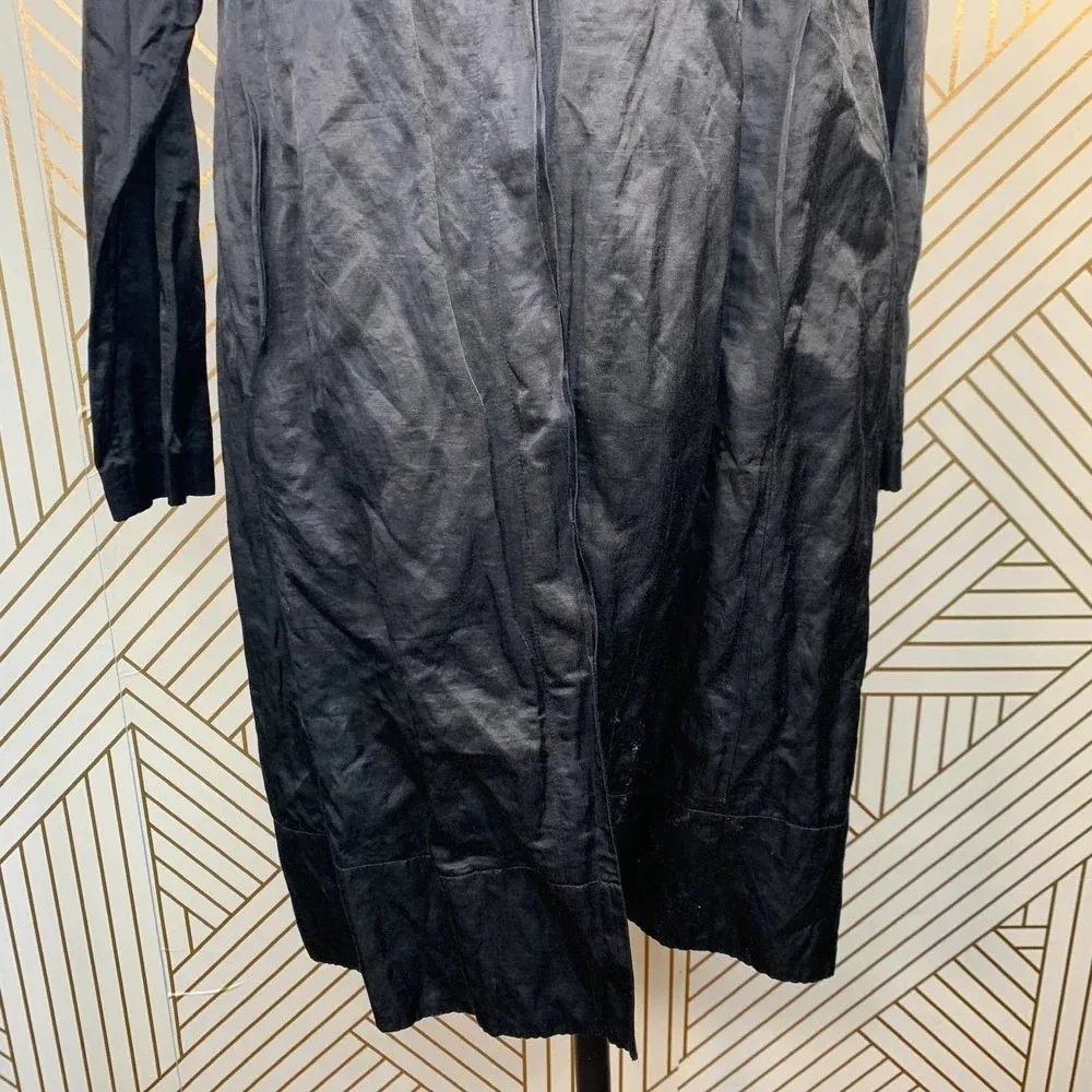 Eileen Fisher Crinkle Black‎ Sheen Overcoat Jacket - Image 2