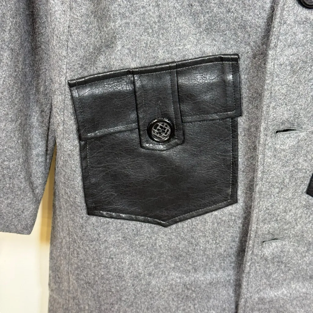 NWT Chic The Hideout Clothing Gray Coat with Black Pleather Detail Size Small - Image 7