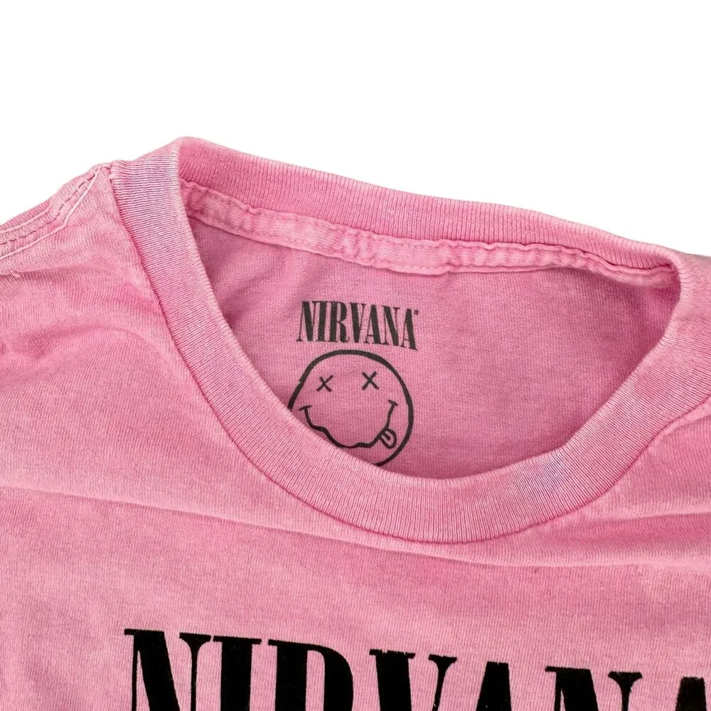 Pink Nirvana Band T-Shirt Unisex In Utero 1993 Tour Cities Reprint Grunge XL - Image 2