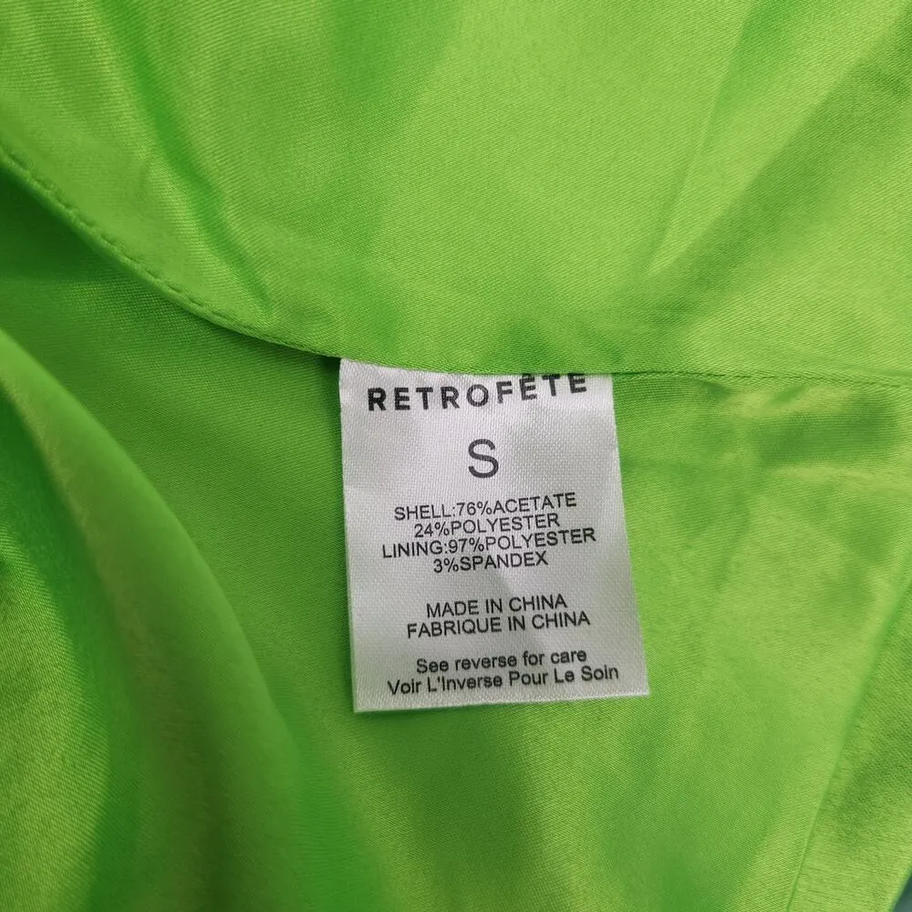Retrofete Saige Double Breasted Blazer in Lime Punch Green Size Small Satin - Image 11