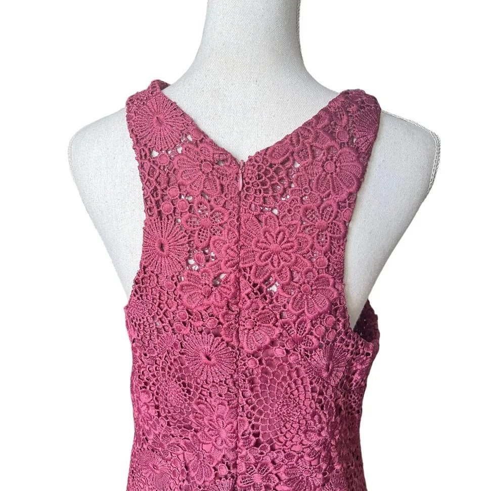 WAYF Randy burgundy crochet lace mini dress high neck cocktail party boho - Image 9