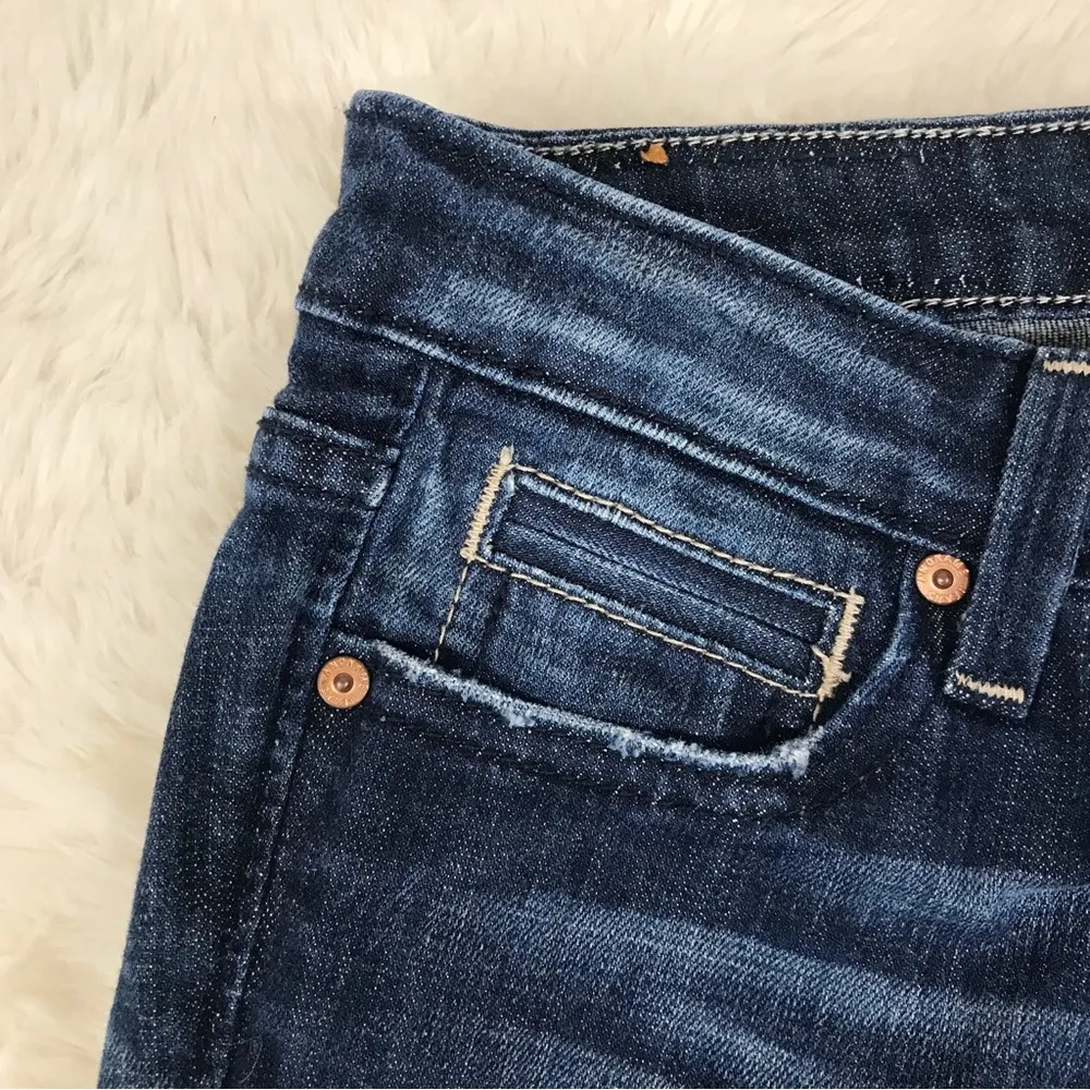 ANONAME Joelle Boot Slim Bootcut Jeans Low Rise Dark Wash Distressed Size 25 Blue - Image 8