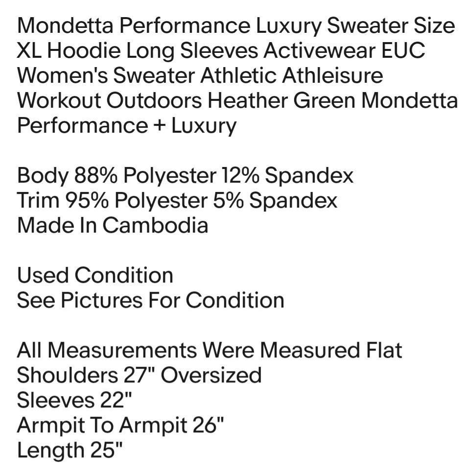 Mondetta Performance Luxury Sweater Size XL Hoodie Long Sleeves Activewear EUC - Image 3