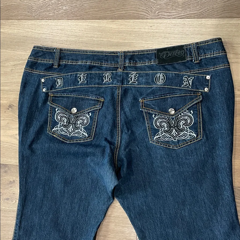 Vintage Y2K Beyonce Dereon Jeans Plus Size 24W Embroidered Old English Spellout - Image 3