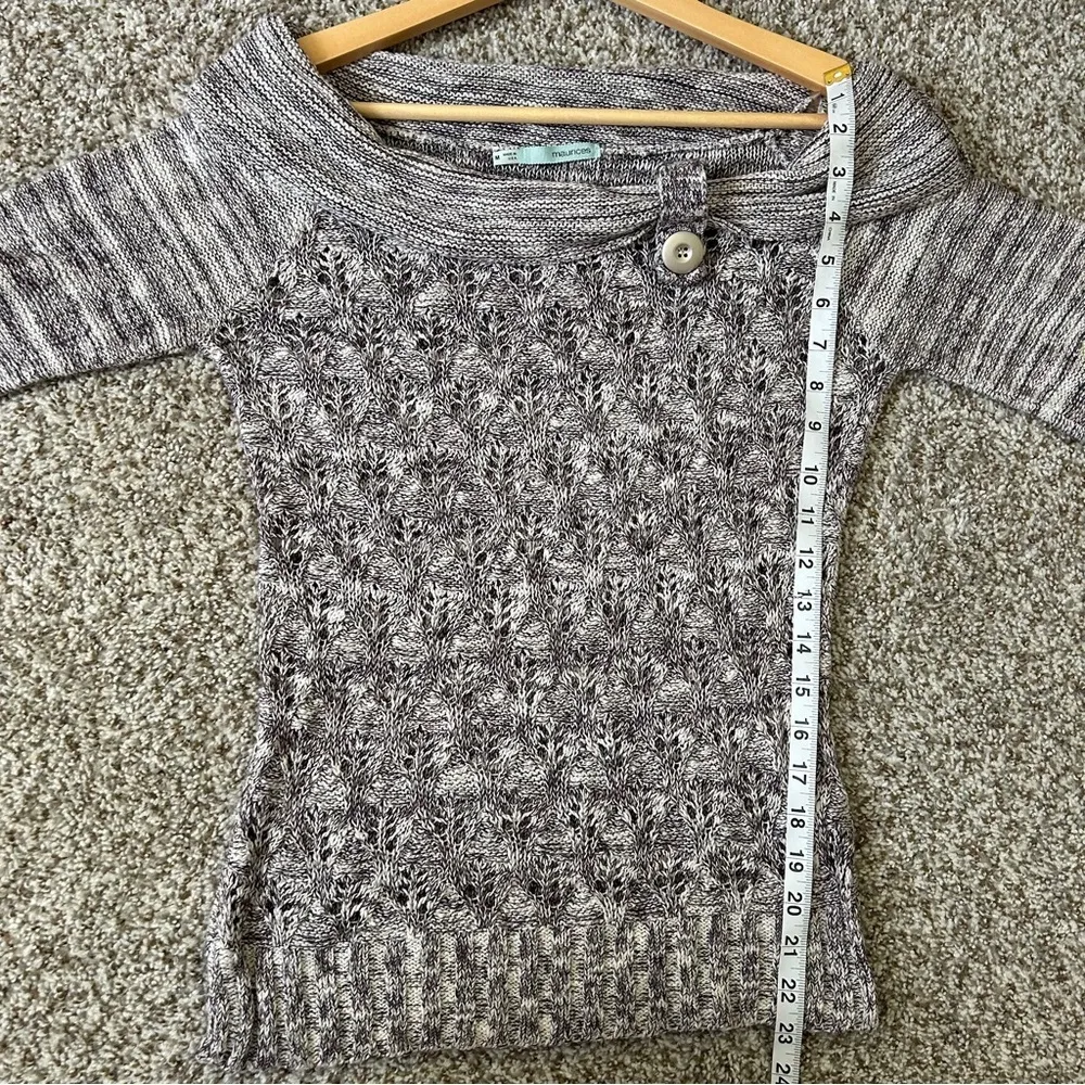 🦋 Maurices Purple Cream Off the Shoulder Scoop Neck Short Sleeve Sweater Casual - Image 5