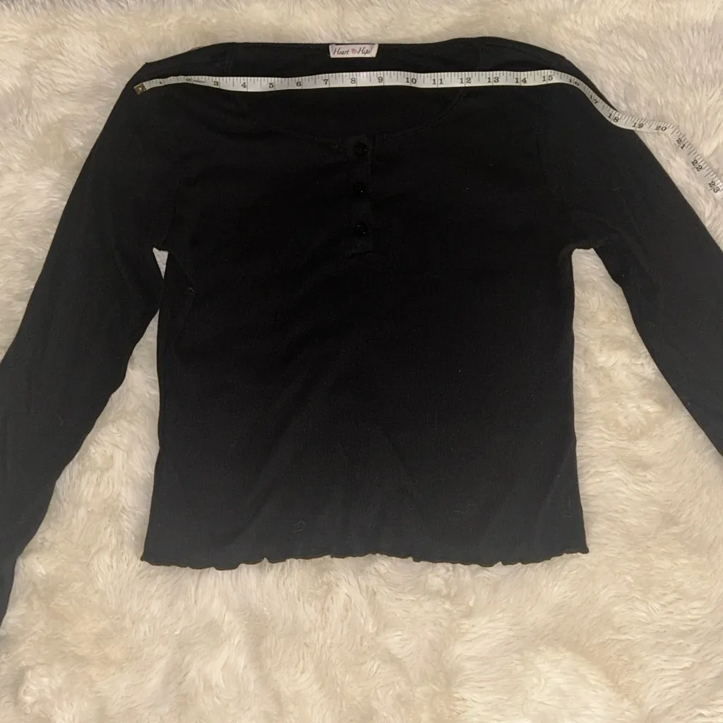 Black Long Sleeve Henley Top - Image 4