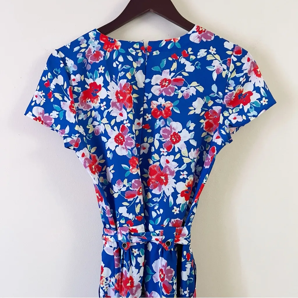 Yumi Kim Paradise Romper Blue Floral Size Small NEW Short Sleeves Tie Waist - Image 11