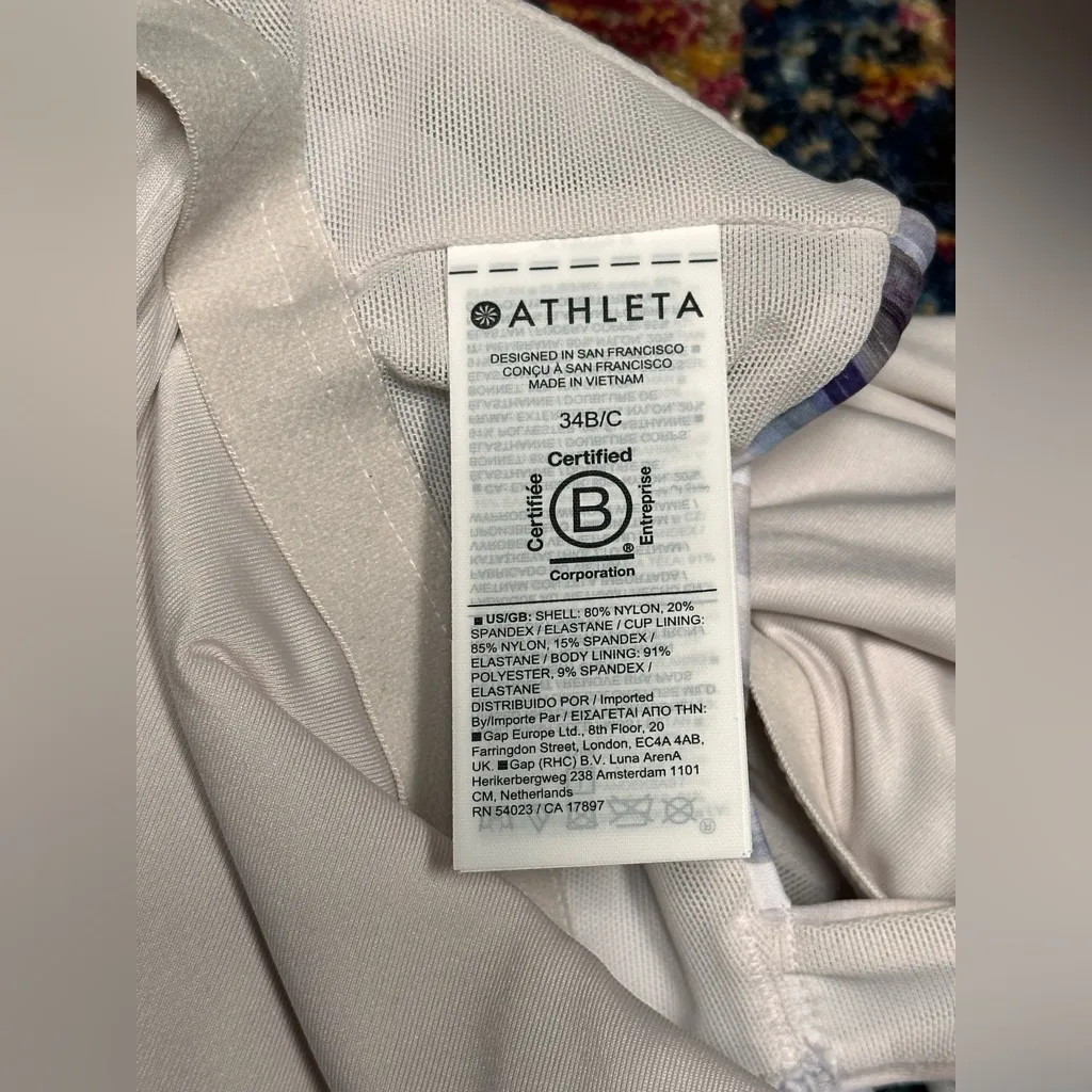 NEW Athleta Maldives Grey Abstract Tankini Set Eco Swimwear Bra Women’s 34B/C - Image 7