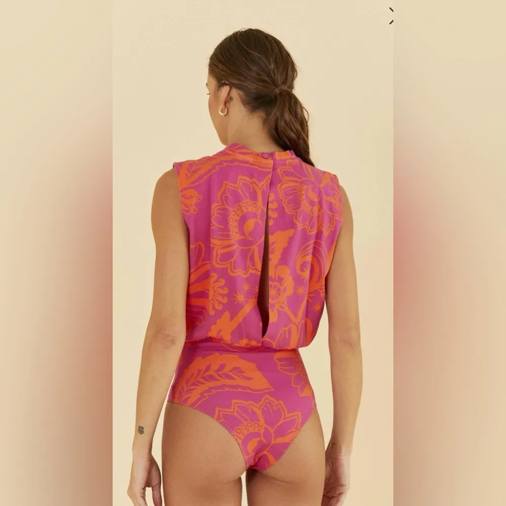 X Farm Bodysuit With Boho Flower Magenta Print NWT Size XL - Image 2